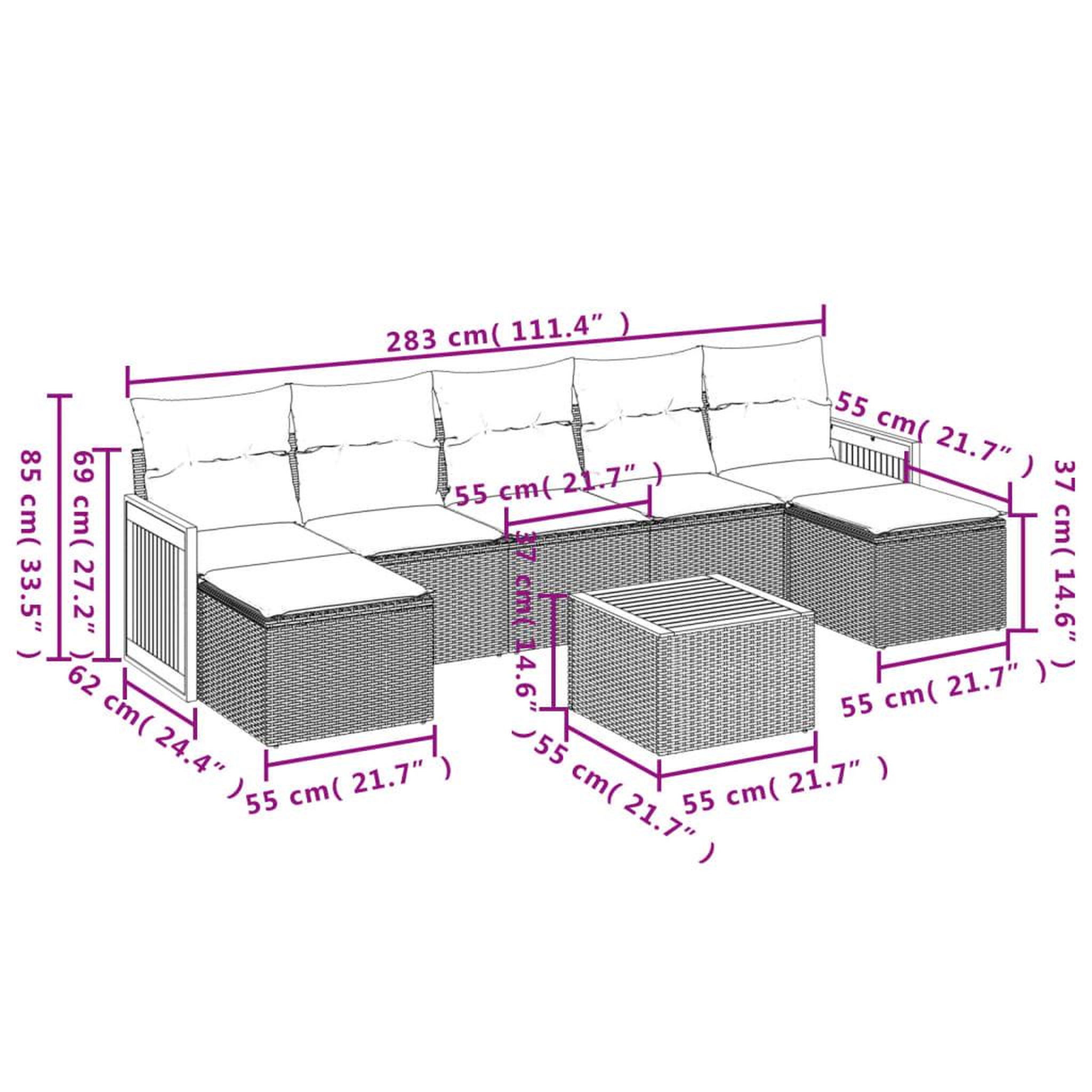 Voir la diapositive 6 : VIDAXL Salon de jardin 8 pcs avec coussins noir resine tressee