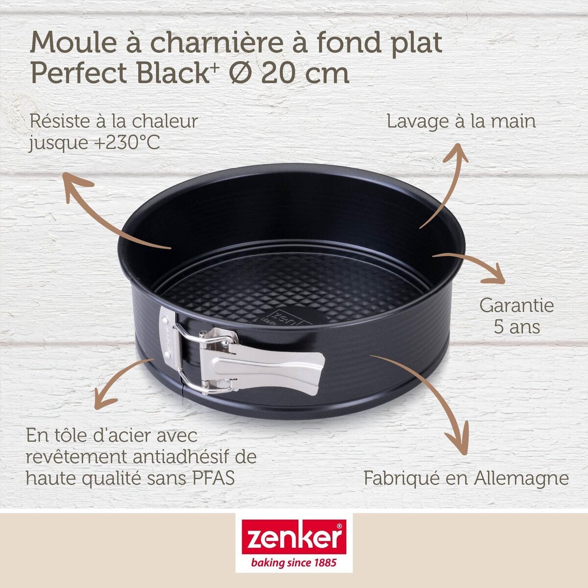 ZENKER Moule à manqué à charnière 20 cm Zenker PerfectBack+