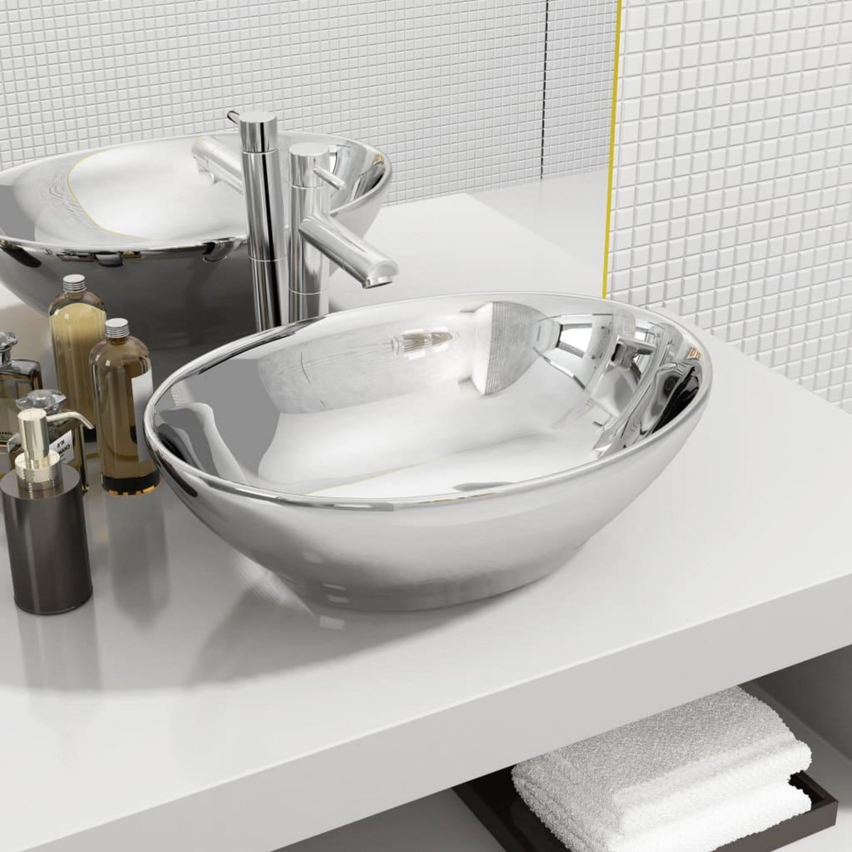VIDAXL Lavabo 40  x 33 x 13,5 cm Ceramique Argente