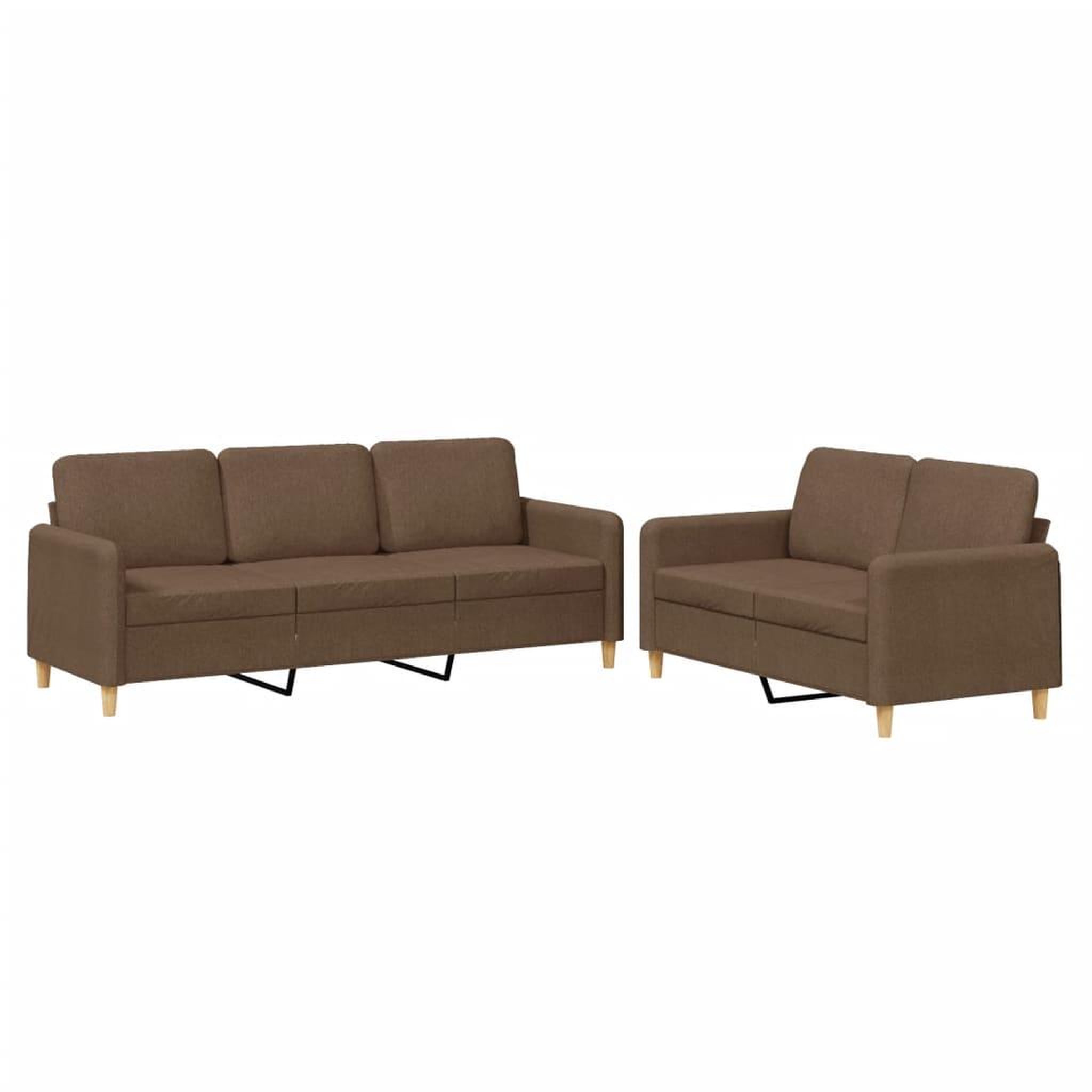 Voir la diapositive 2 : VIDAXL Ensemble de canapes 2 pcs avec coussins Marron Tissu