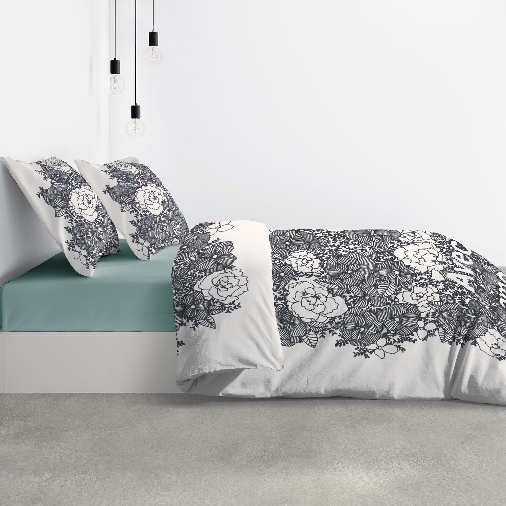 Voir la diapositive 3 : Les Ateliers du Linge Parure housse de couette 100% coton 47 fils/cm2-avec amour