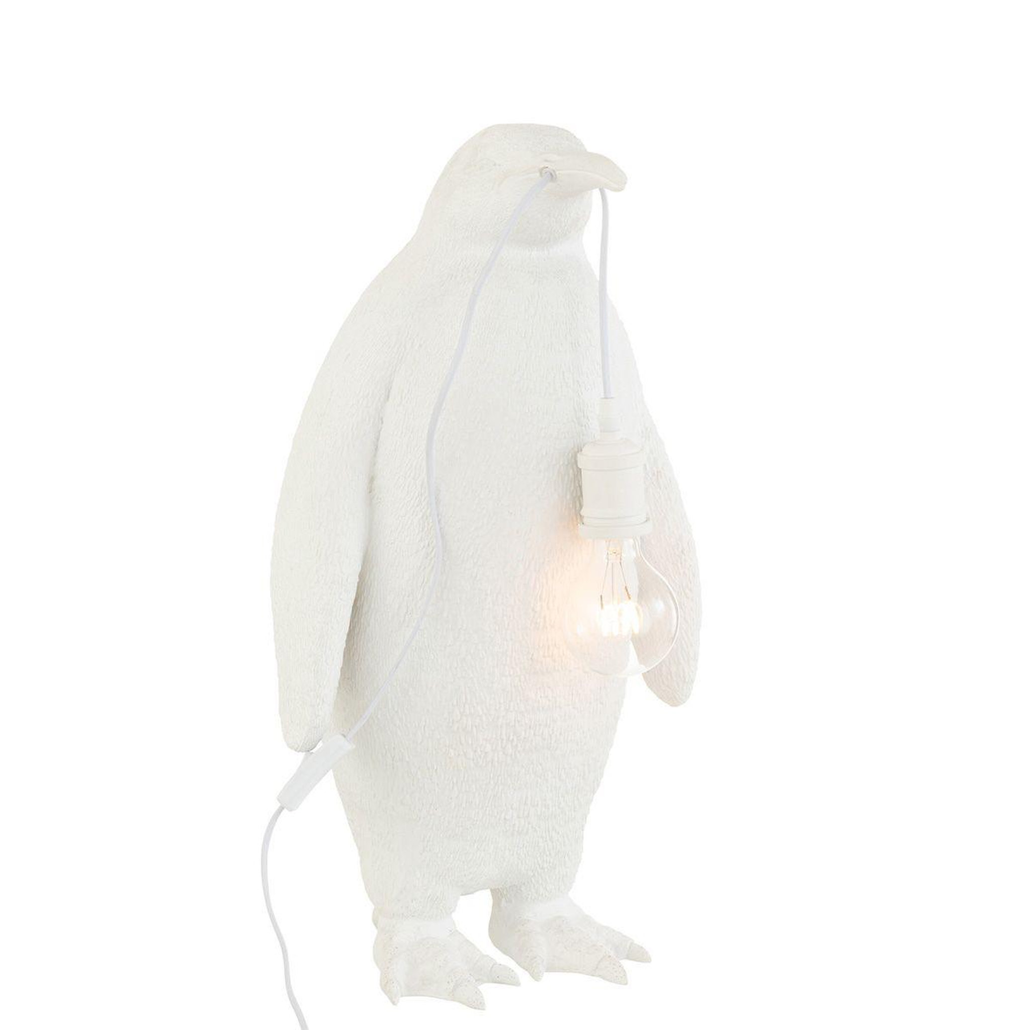 Voir la diapositive 2 : J-LINE Lampe à poser en résine  pingouin  59cm blanc