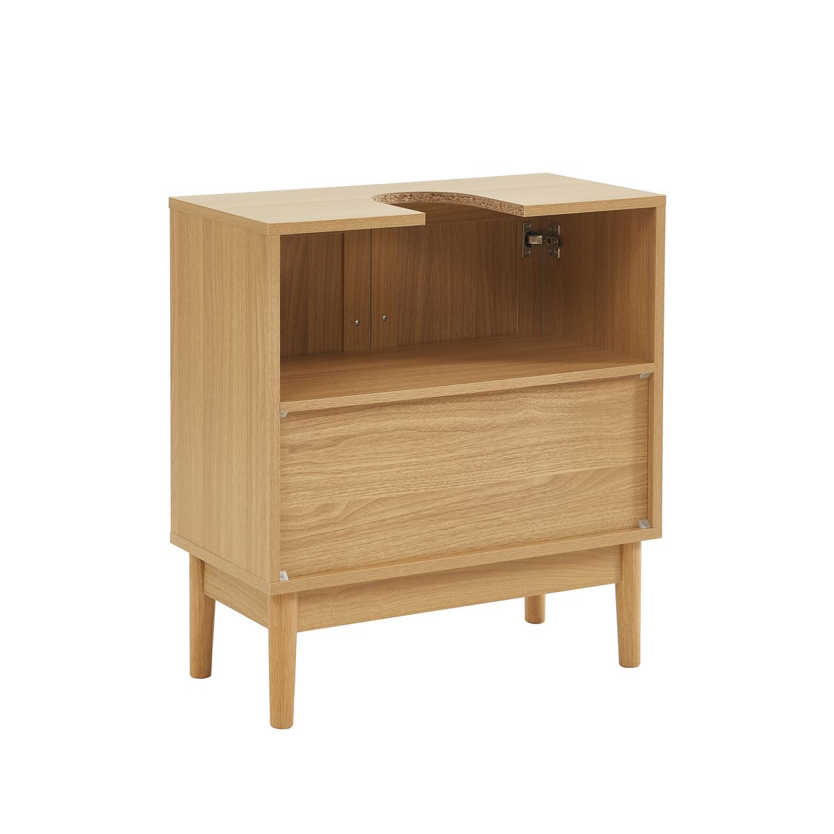 Ensemble Colonnes de rangement salle de bain avec cannage naturel H150cm + H100cm + Meuble sous vasque AMANDINE