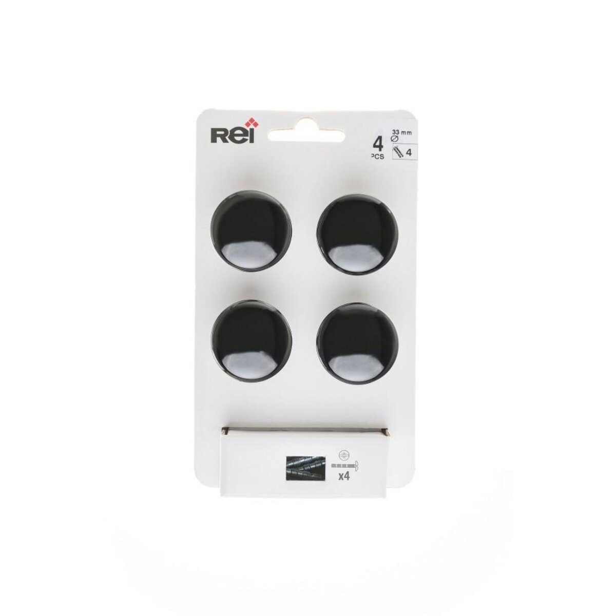 CENTRALE BRICO Lot de 4 boutons de meuble Rond zamak peint H.27 x l.33 x P.33 mm