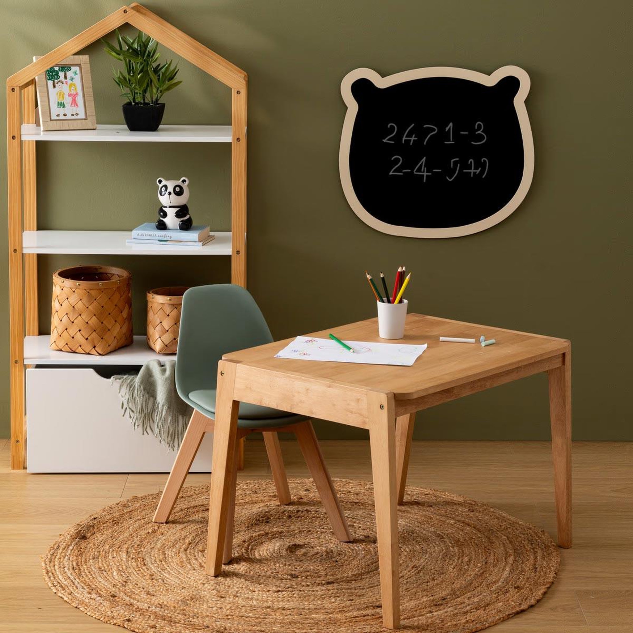 Voir la diapositive 3 : Atmosphera Kids Tableau ardoise murale  ourson  53cm noir