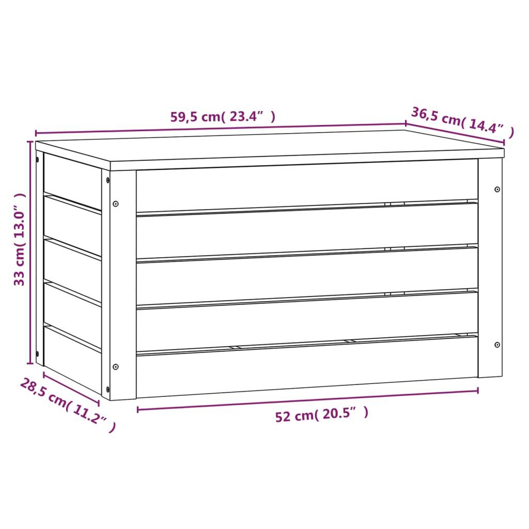 Voir la diapositive 6 : VIDAXL Boîte de rangement Marron miel 59,5x36,5x33 cm Bois massif pin