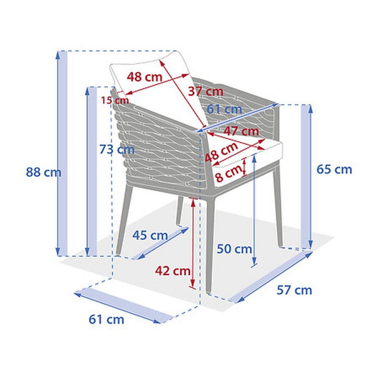 HESPERIDE Lot de 2 fauteuils de jardin en aluminium et maille YCONIA - Beige et argile