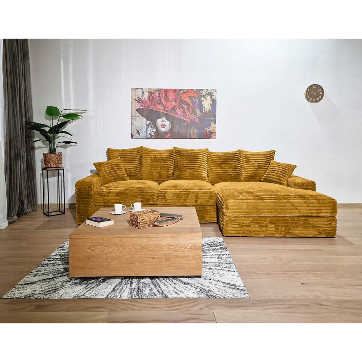 LISA DESIGN Andy - canapé d'angle droit 5 places en fausse fourrure côtelée