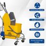 Voir la diapositive 6 : HOMCOM Chariot de lavage chariot de nettoyage professionnel en acier presse à mâchoire seau + rangements jaune