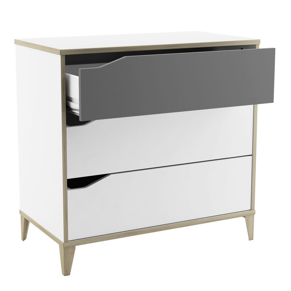 Demeyere Commode 2 + 1 tiroirs - GENIUS - Blanc et Gris - 78,3 x 42,6 x 75,9 cm - DEMEYERE