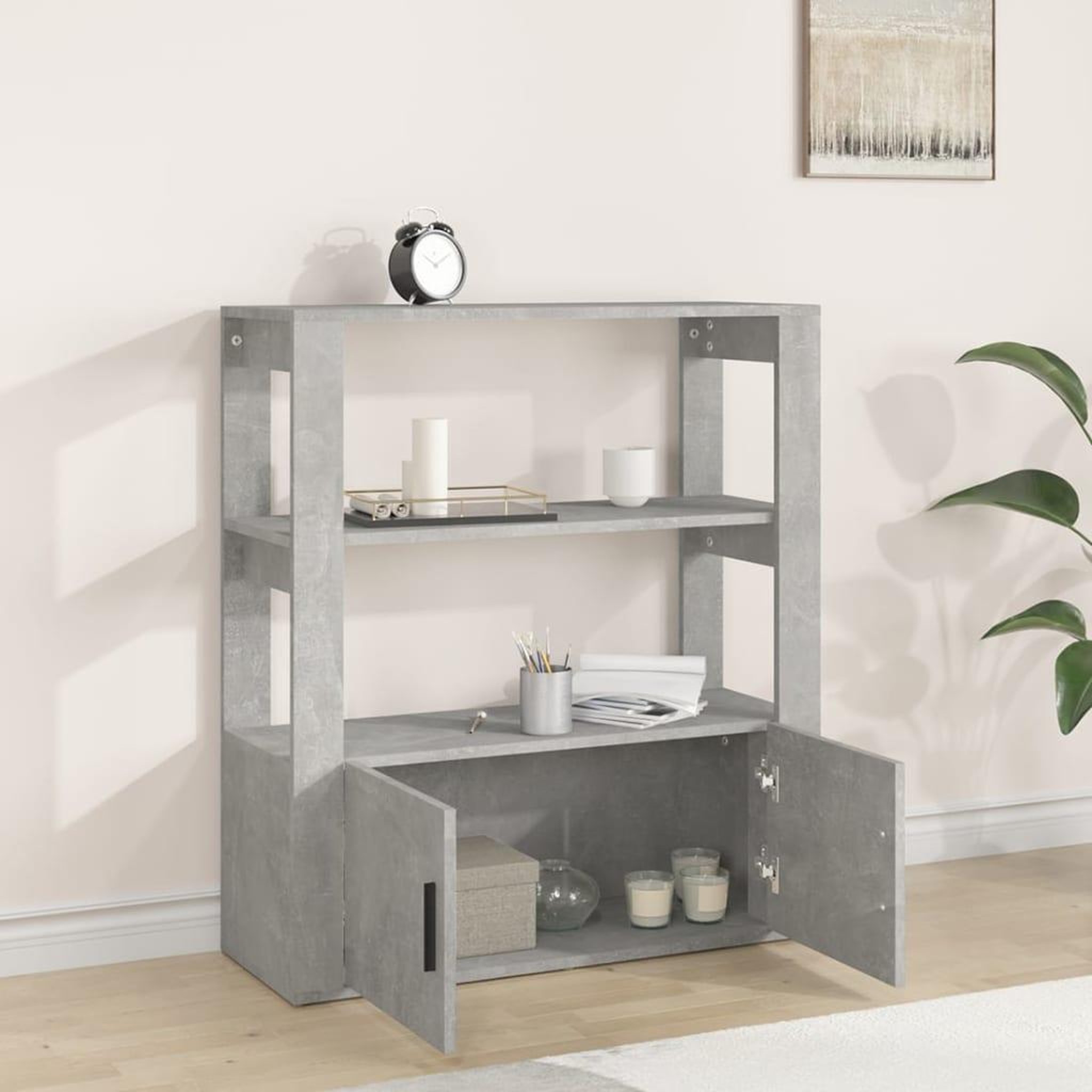 Voir la diapositive 3 : VIDAXL Buffet Gris beton 80x30x90 cm Bois d'ingenierie