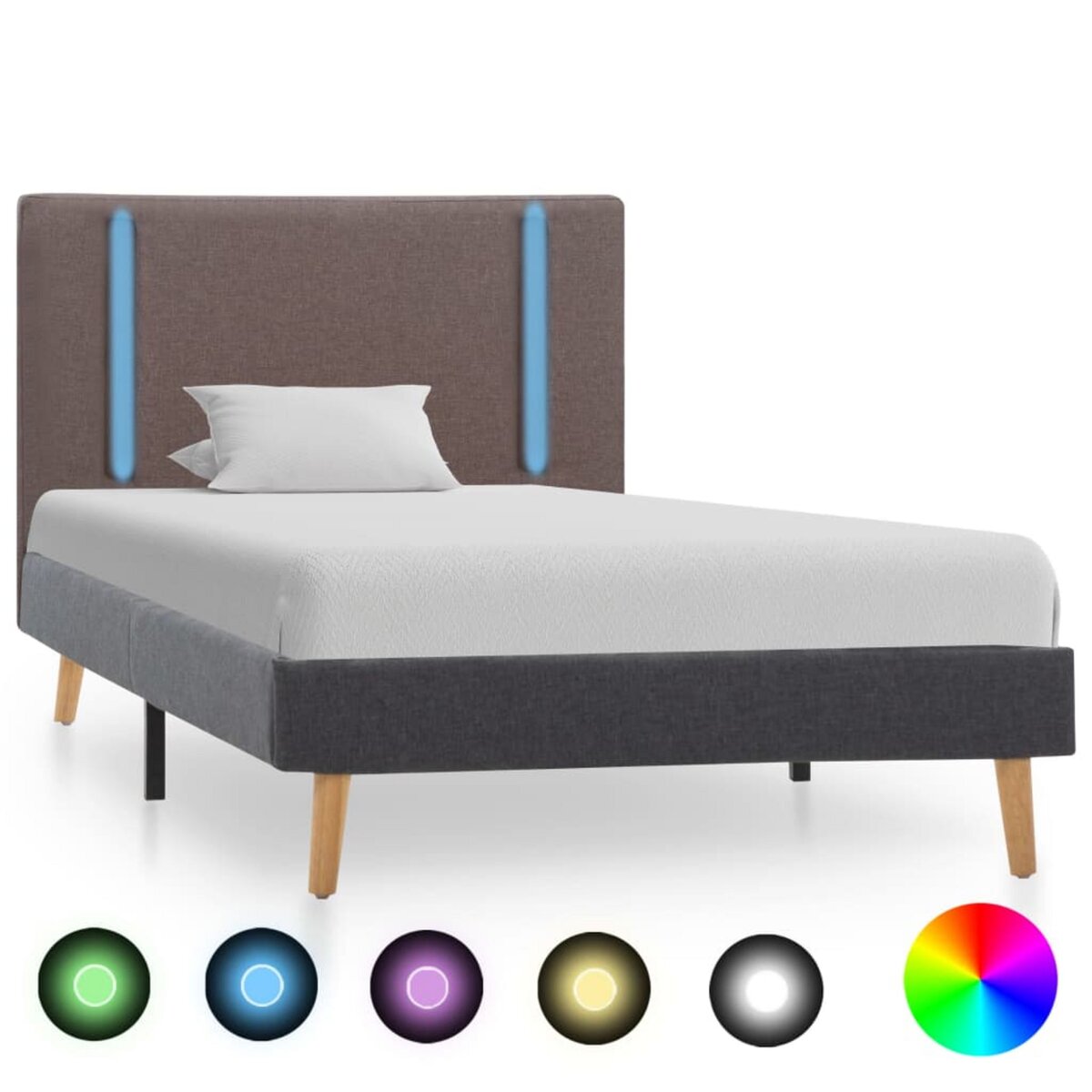 VIDAXL Cadre de lit avec LED Taupe et gris fonce Tissu 100 x 200 cm