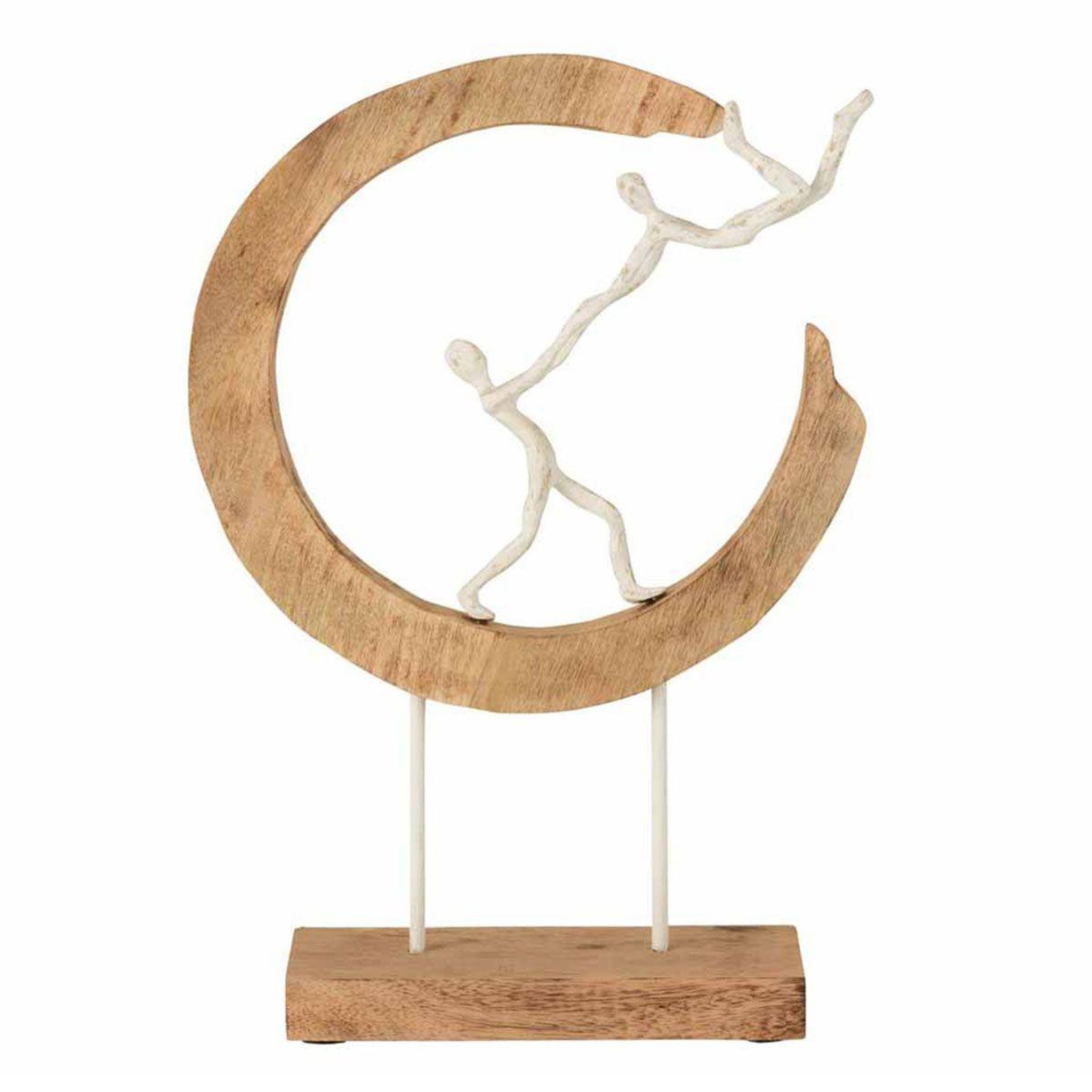 J-LINE Statue déco en bois  couple  46cm naturel