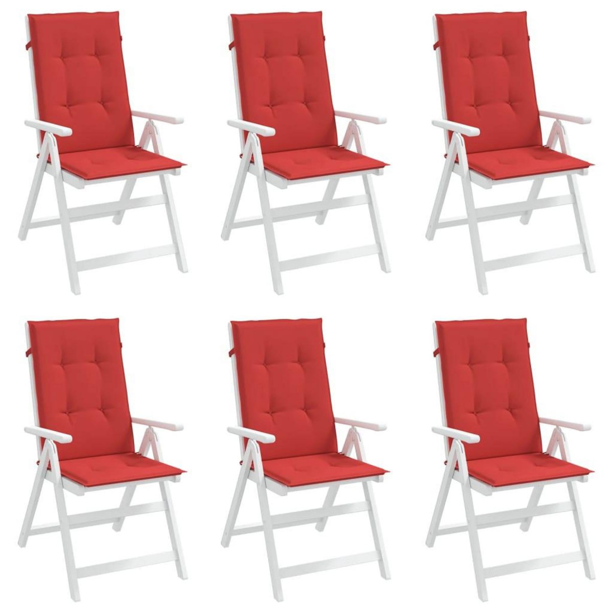 VIDAXL Coussins de chaise de jardin dossier haut lot de 6 rouge tissu