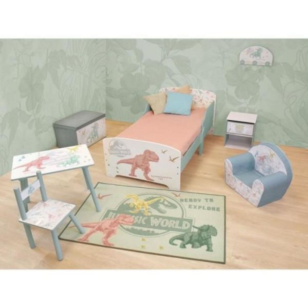 Fun House Chevet avec tiroir Dinosaures - Jurassic Word - FUN HOUSE - H.36 X L.33 X P.30 cm