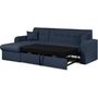 Voir la diapositive 5 : MARKET24 Canapé d'angle convertible et réversible 3 places ROMAN - Tissu bleu foncé - Coffre de rangement - L235 x H81 x P 85/153 cm