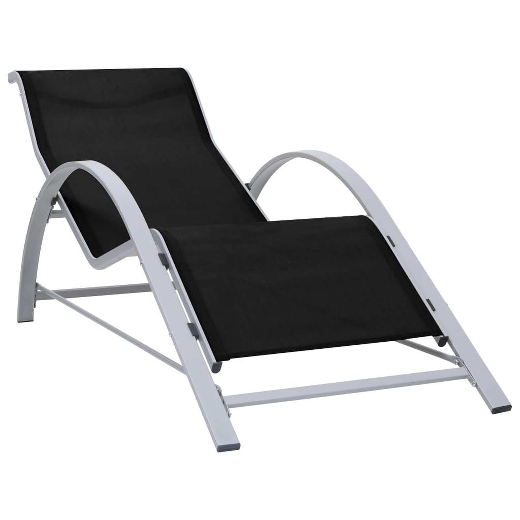 Voir la diapositive 4 : VIDAXL Chaises longues lot de 2 avec table aluminium noir