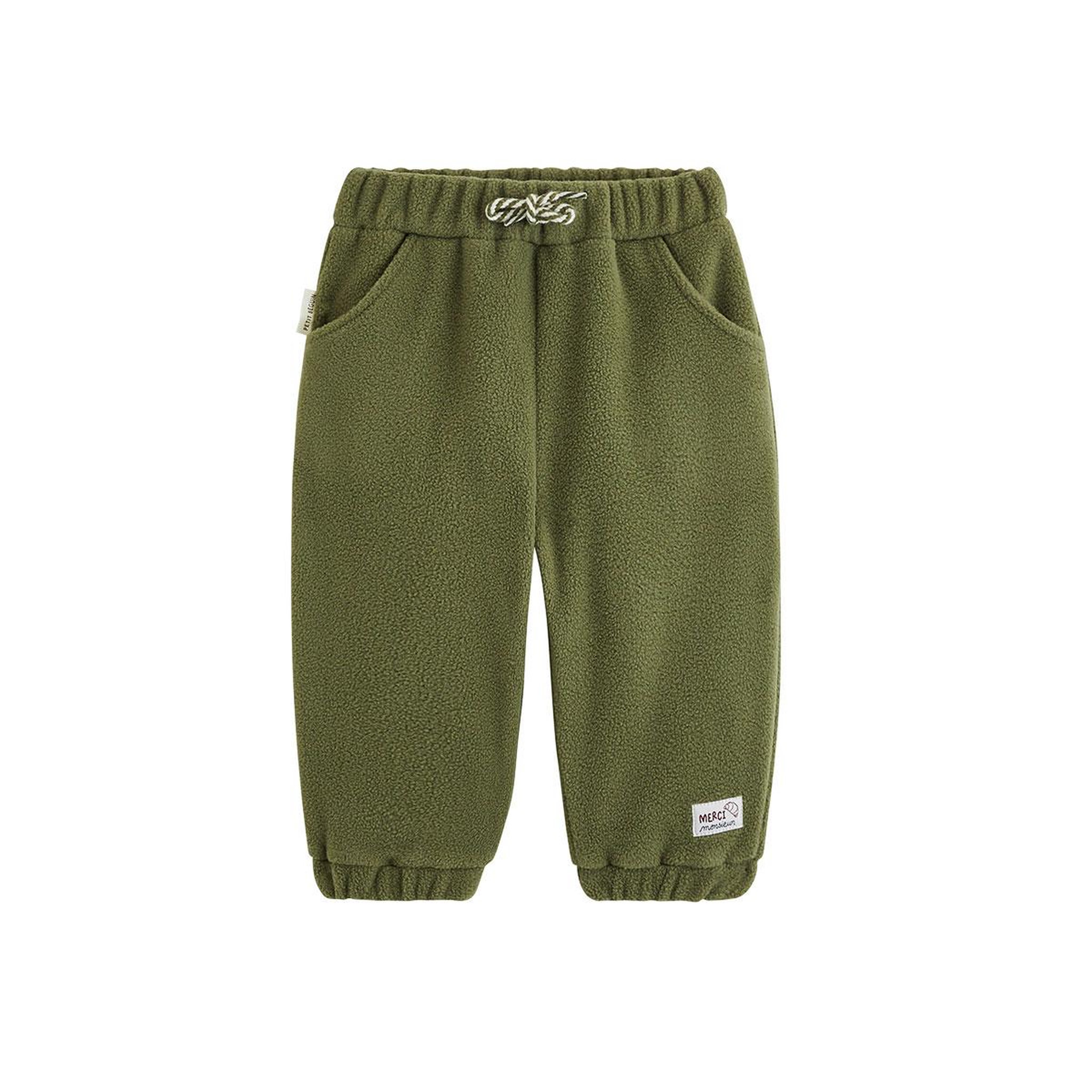 PETIT BEGUIN Pantalon bébé en polaire pistache. Coloris disponibles : Vert