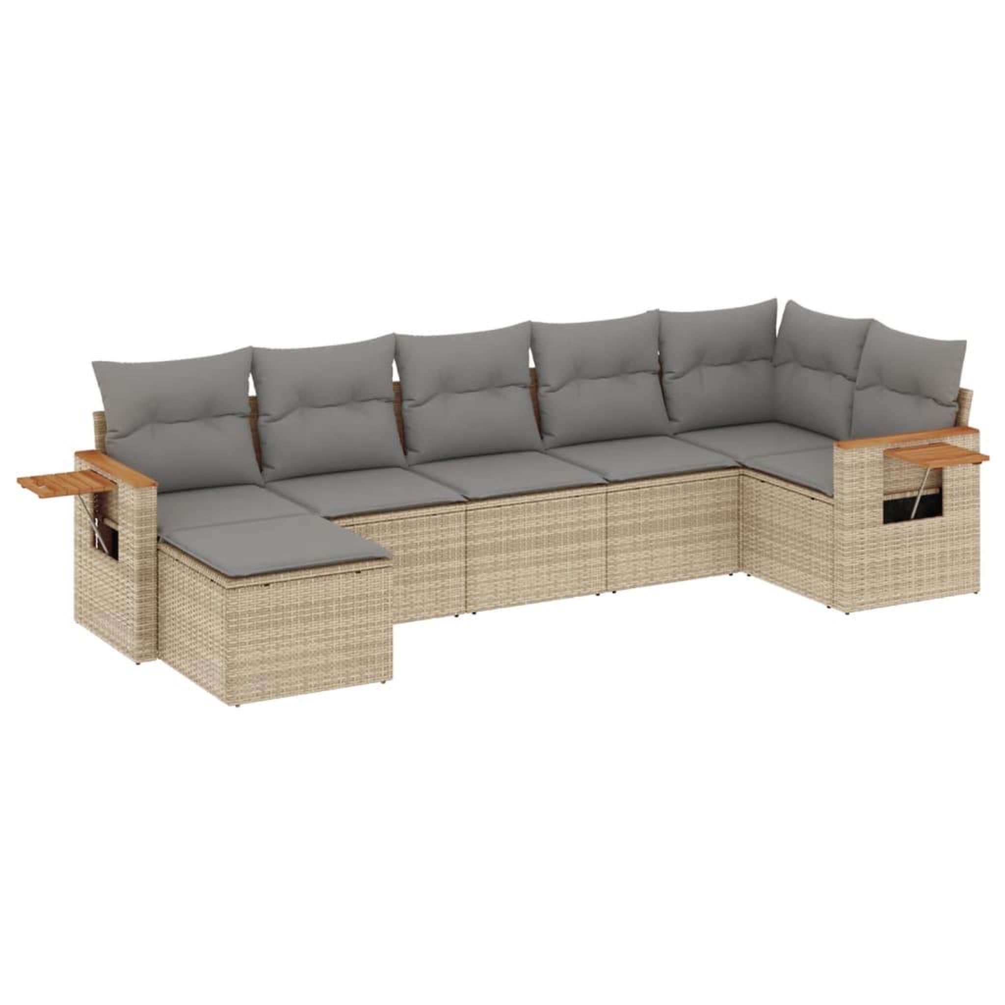 Voir la diapositive 2 : VIDAXL Salon de jardin avec coussins 7 pcs beige resine tressee