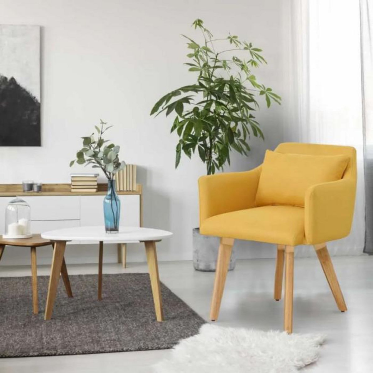 Paris Prix Fauteuil Scandinave  Alan  70cm Jaune