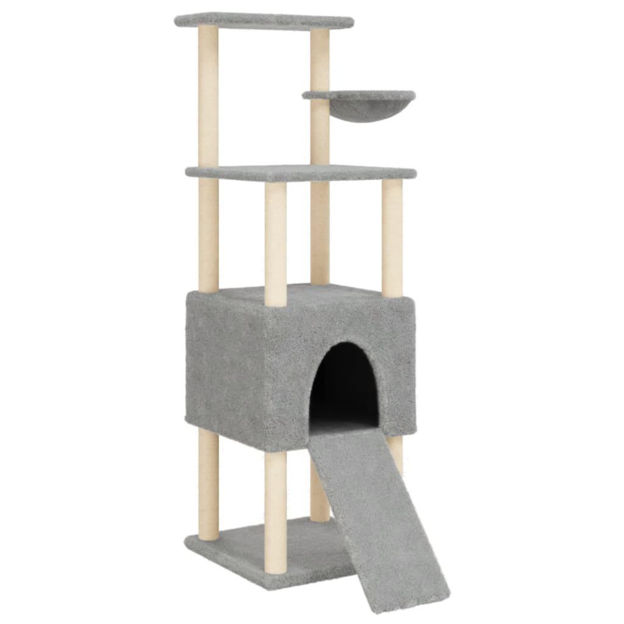 Voir la diapositive 2 : VIDAXL Arbre a chat avec griffoirs en sisal Gris clair 153 cm