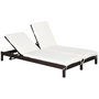 Voir la diapositive 1 : OUTSUNNY Bain de soleil transat 2 places - grand confort - dossier inclinable multi-positions - matelas fournis - résine tressée chocolat
