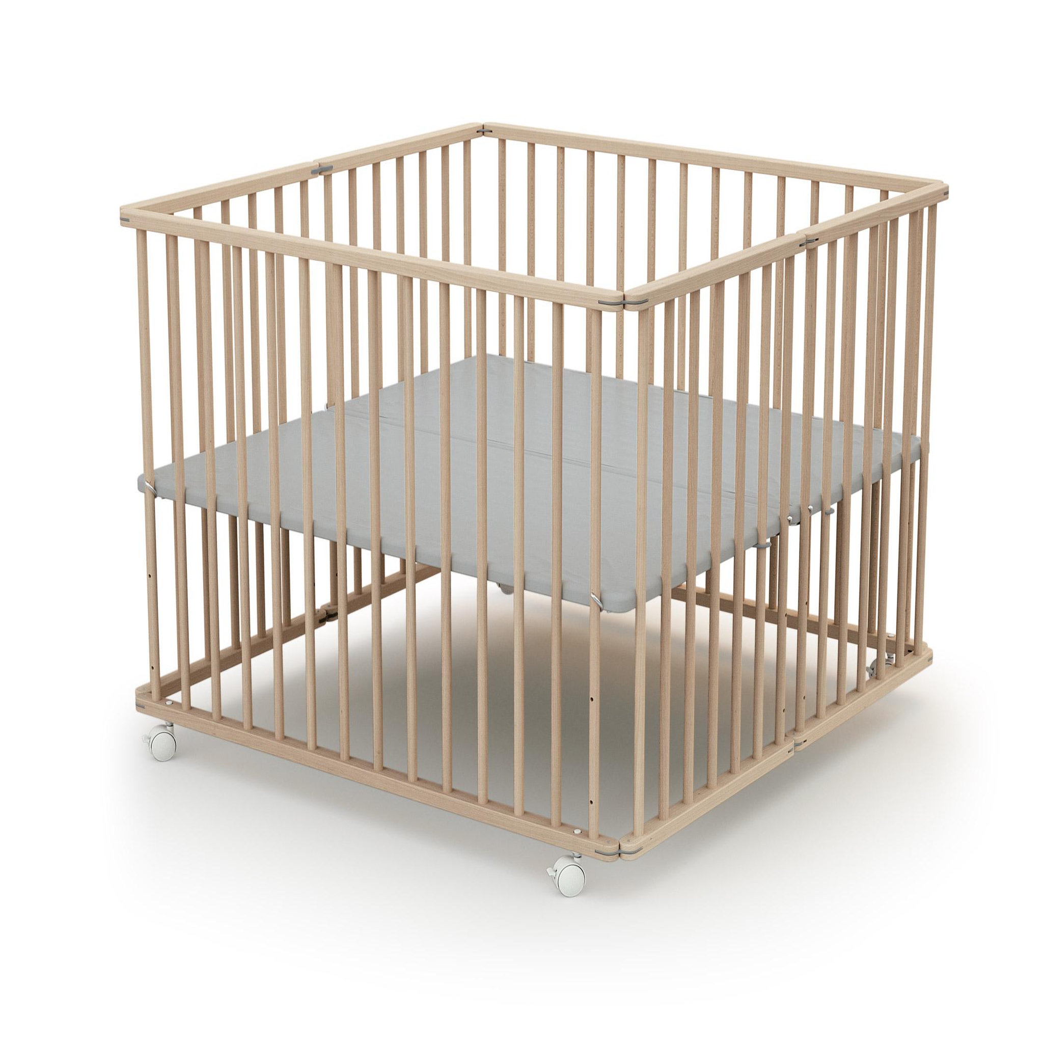 Voir la diapositive 4 : WEBABY Parc bébé pliant en bois 100 x 100 cm