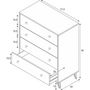 Voir la diapositive 5 : CALICOSY Commode - Sweet - 4 tiroirs - Blanc - 95 x 77.5 x 40 cm