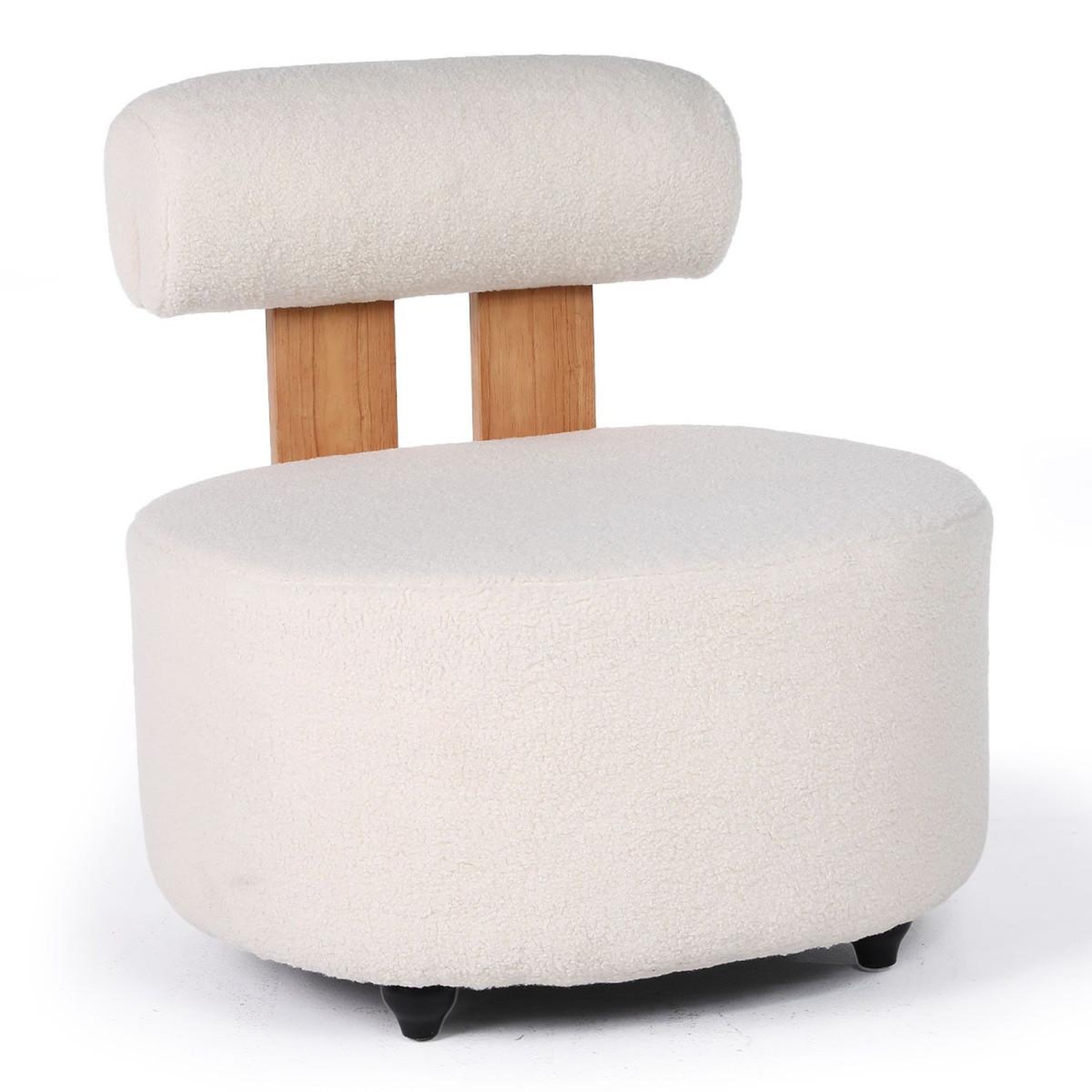 Paris Prix Fauteuil design en tissu bouclette  jasper  73cm beige & naturel