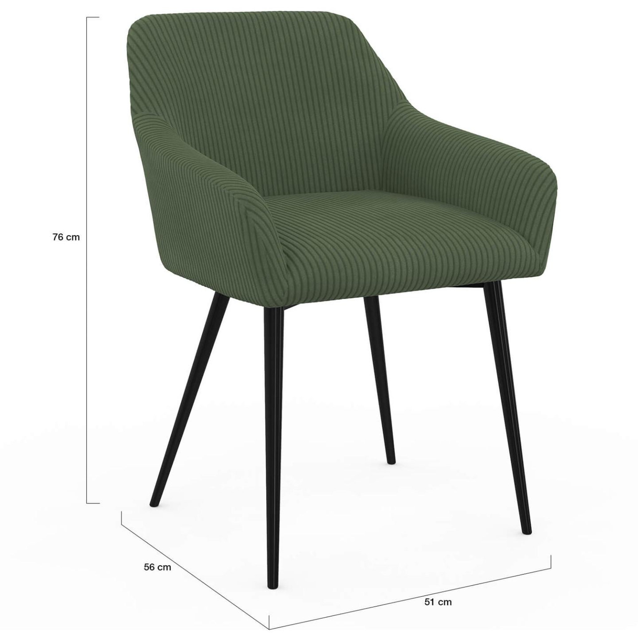 Voir la diapositive 5 : ID MARKET Lot de 2 chaises de salle à manger, fauteuils de table jany en velours côtelé vert kaki