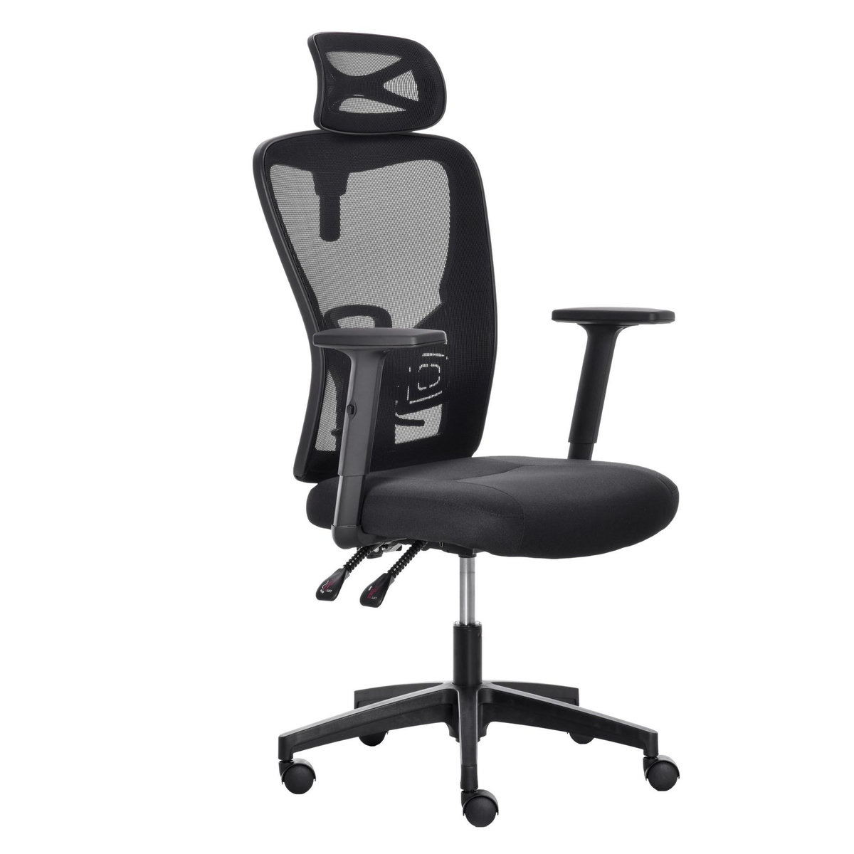 VINSETTO Fauteuil de bureau manager grand confort dossier ergonomique inclinable hauteur assise réglable pivotant tissu maille noir