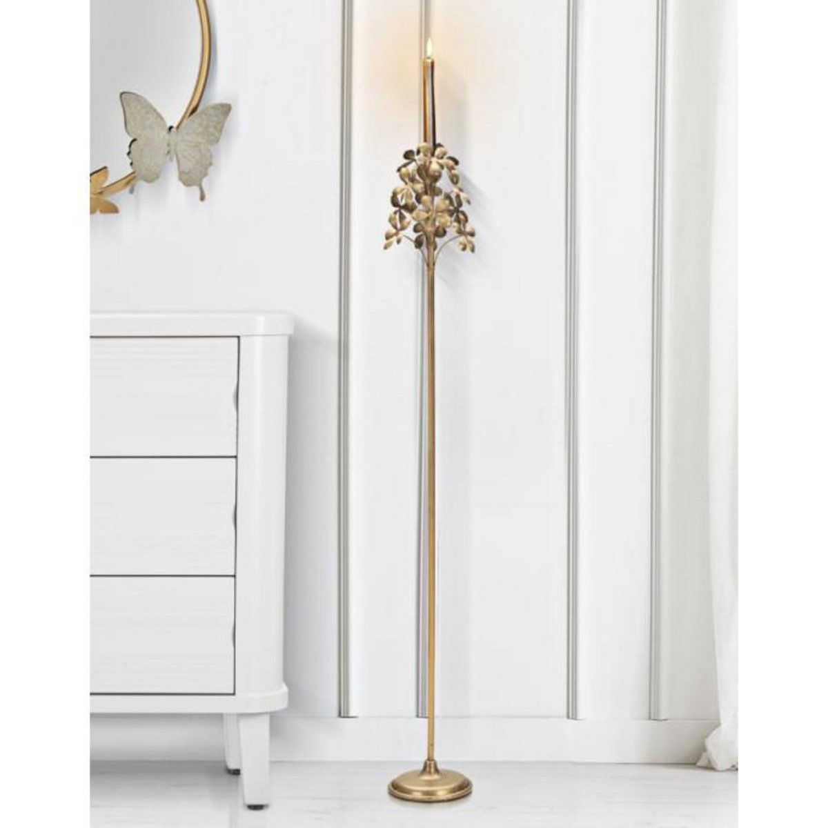 Paris Prix Bougeoir Design en Métal  Flowy  118cm Or