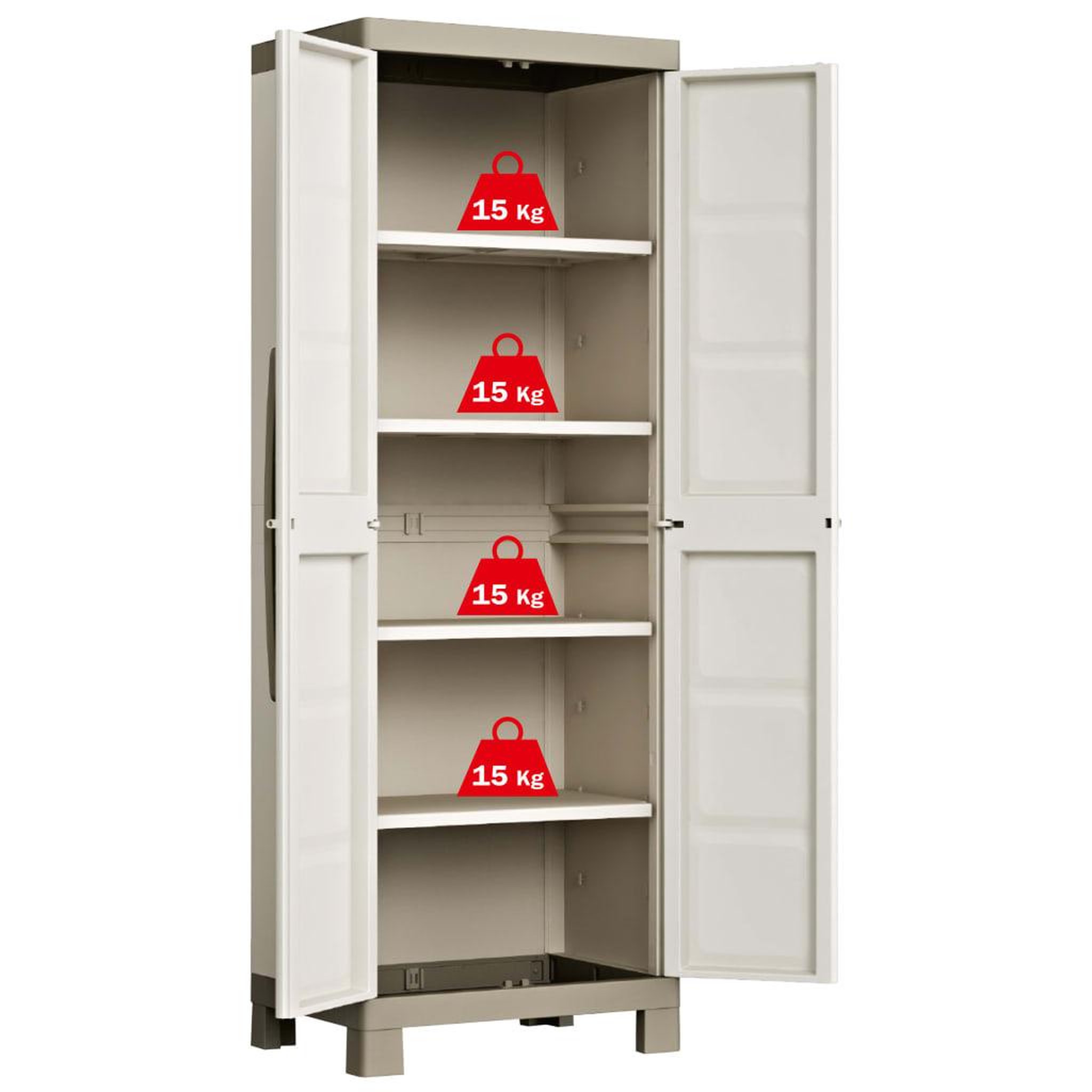 Voir la diapositive 3 : Keter Keter Armoire de rangement a etageres Excellence Beige et taupe 182 cm