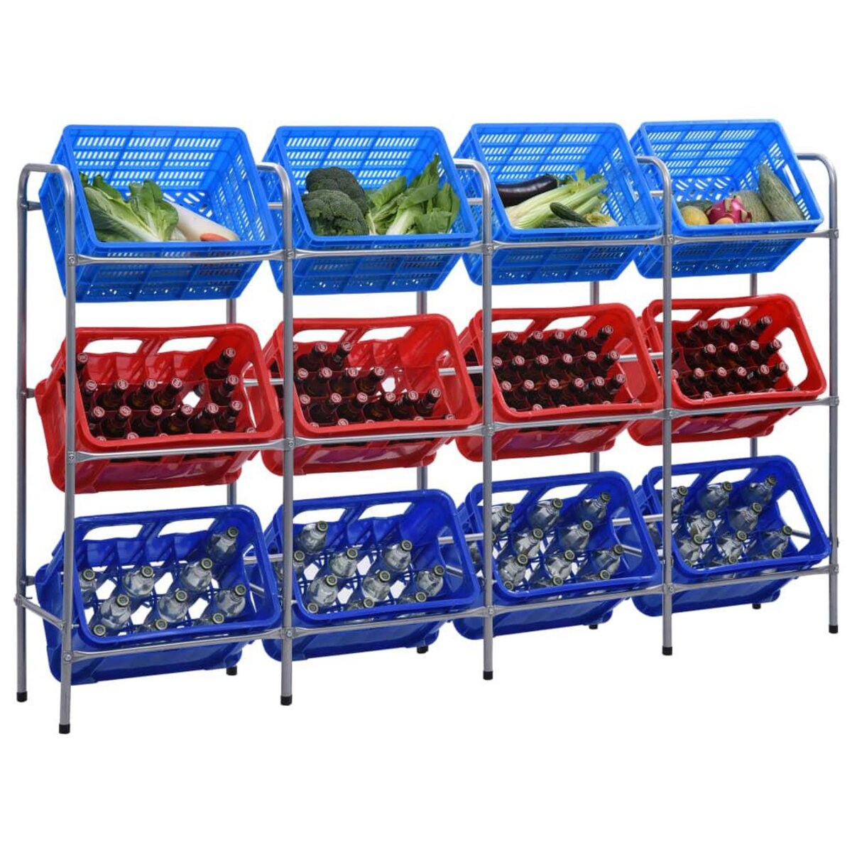 VIDAXL Etagere de rangement pour 12 caisses Argente 190x33x116cm Acier