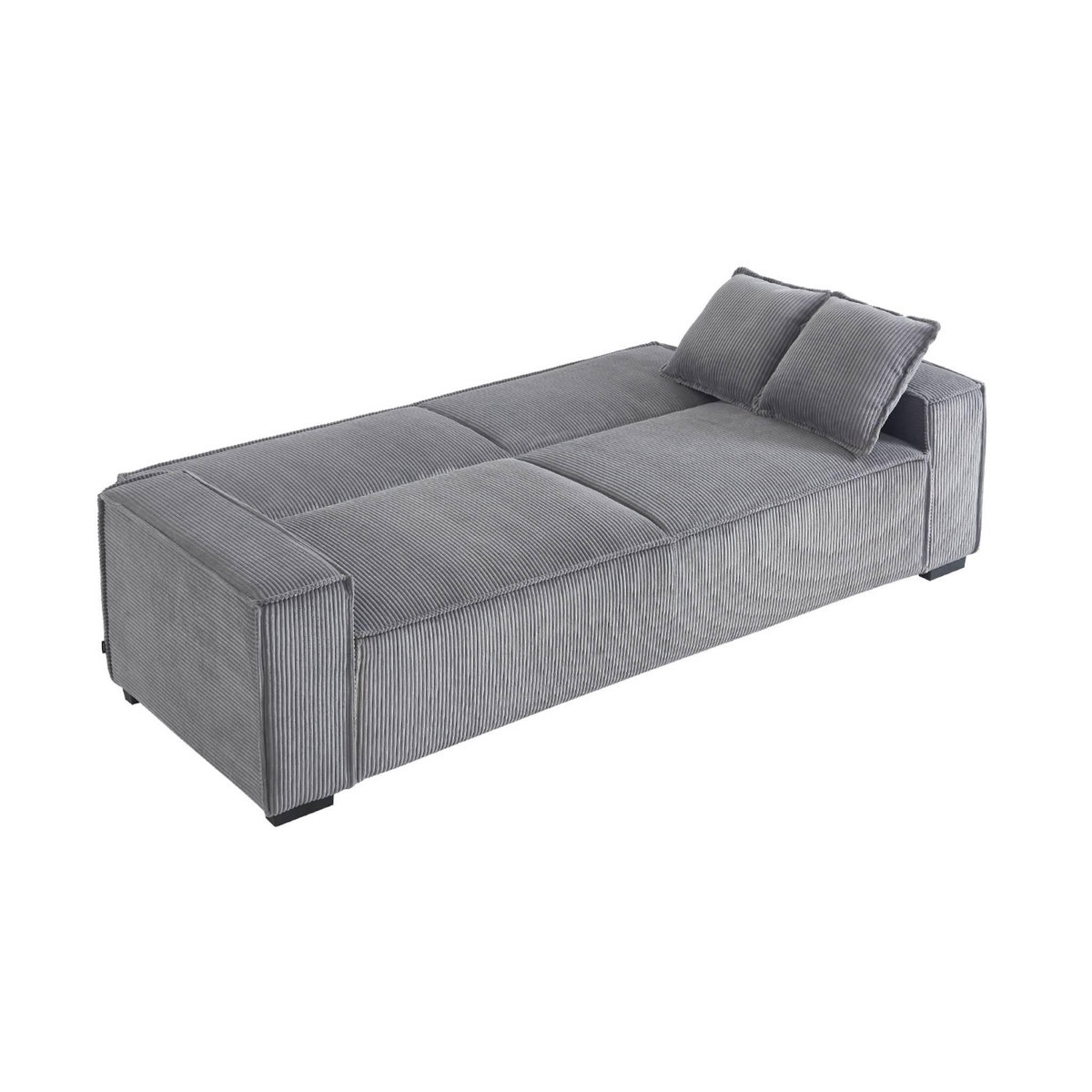 SWEEEK Canapé convertible 3 places gris clair velours côtelé L 231 x P 96.5 x H 80cm