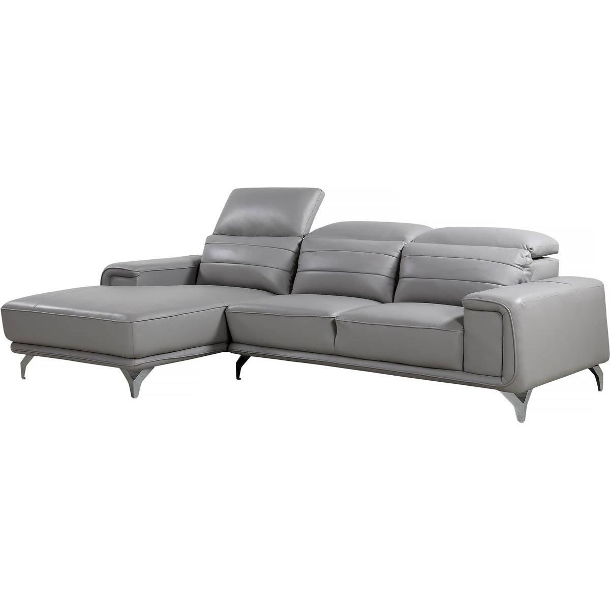 Habitat et Jardin Canapé d'angle cuir reconstitué et PVC  Leicester  - 4 places - Gris clair - Angle gauche