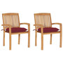 Voir la diapositive 1 : VIDAXL Chaises de jardin lot de 2 avec coussins bordeaux Teck massif