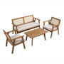 Voir la diapositive 1 : CONCEPT USINE Salon de jardin 4 places en acacia et cannage HANOI