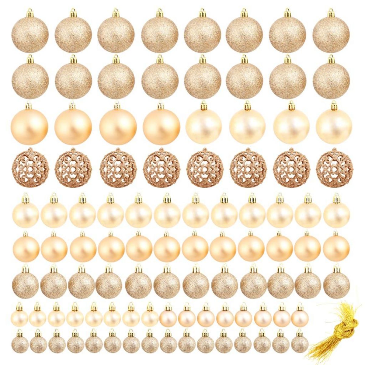VIDAXL Ensemble de boules de Noël 100 pcs 3/4/6 cm Rose/Dore