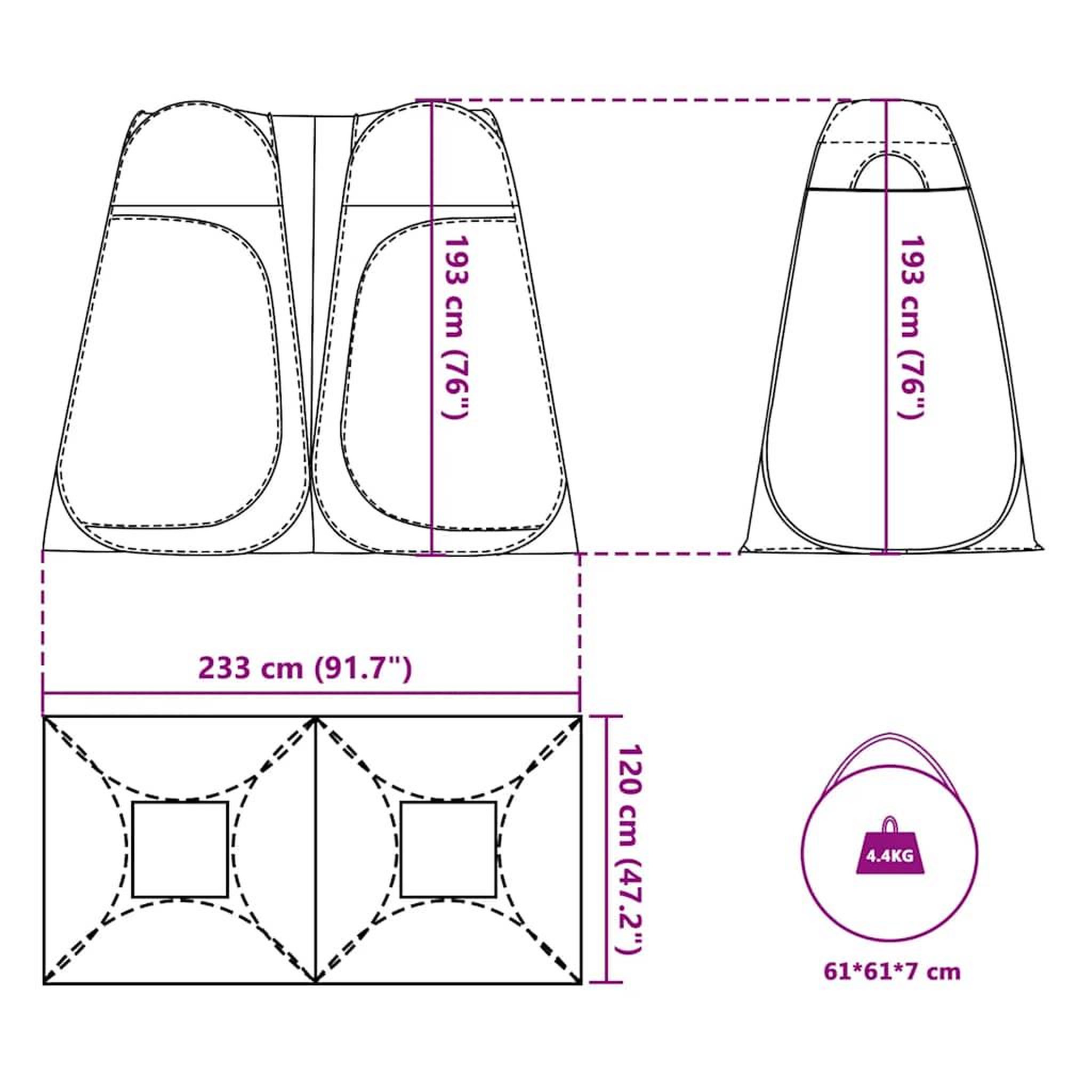 Voir la diapositive 6 : VIDAXL Tente d'intimite gris et orange escamotable impermeable
