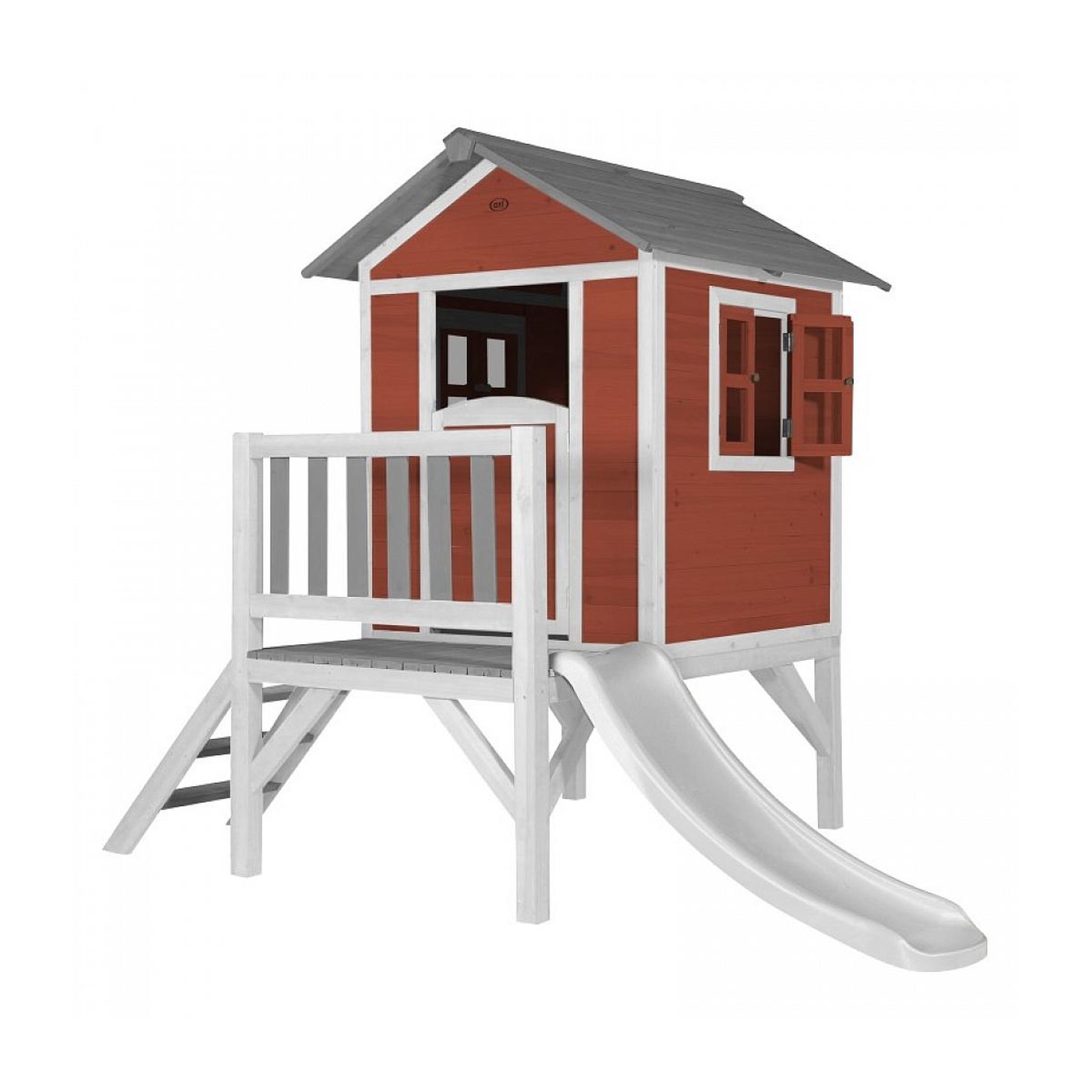 Axi House AXI Maisonnette Lodge XL en bois Rouge toboggan Blanc
