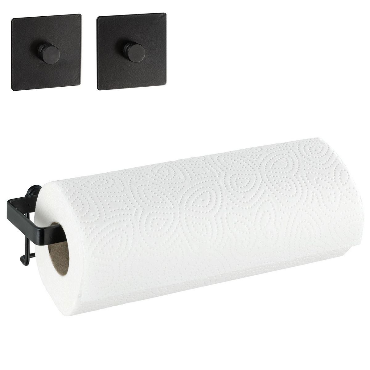 Wenko Porte essuie-tout Gala, en acier, à fixer sans percer - Noir