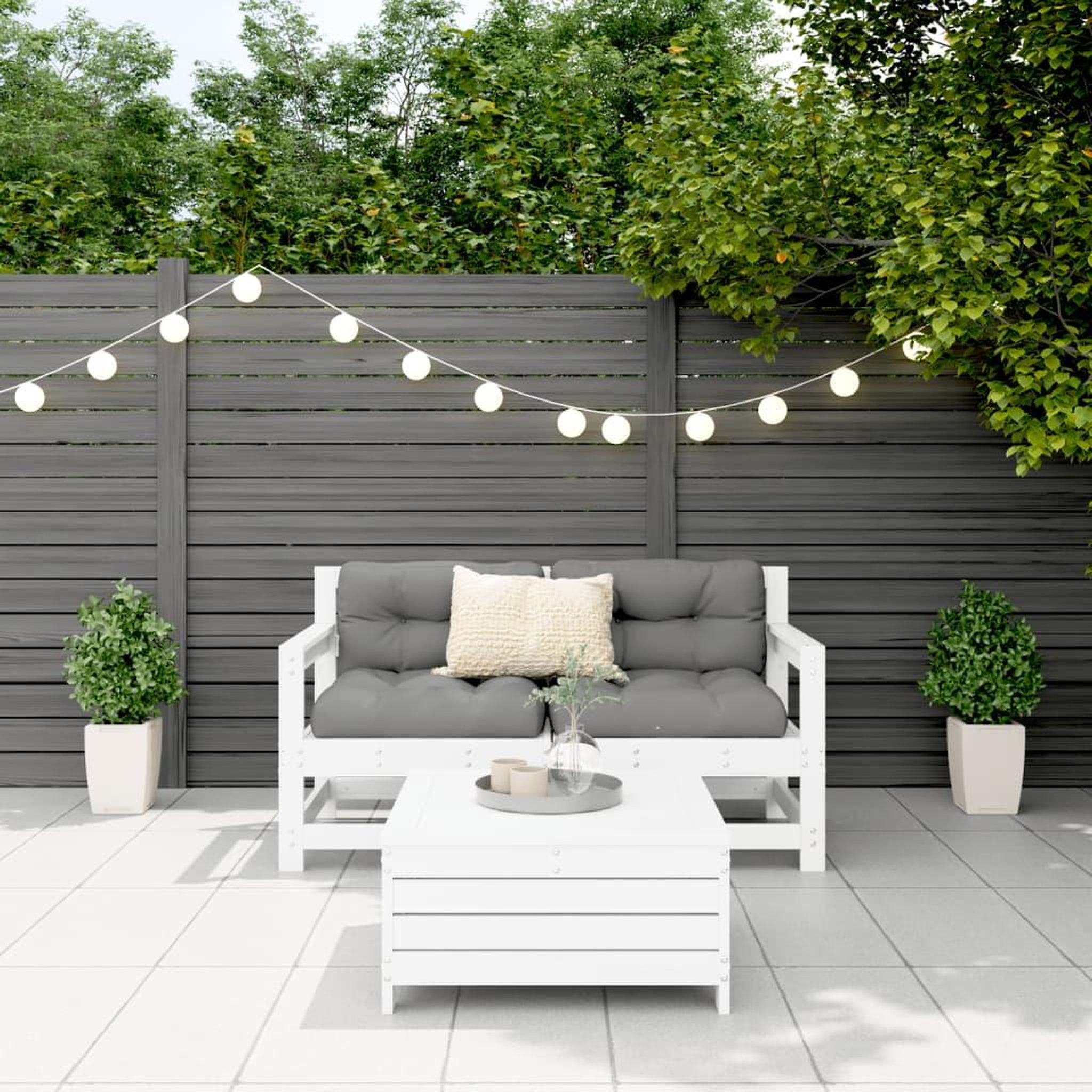 Voir la diapositive 3 : VIDAXL Salon de jardin 3 pcs blanc bois de pin massif