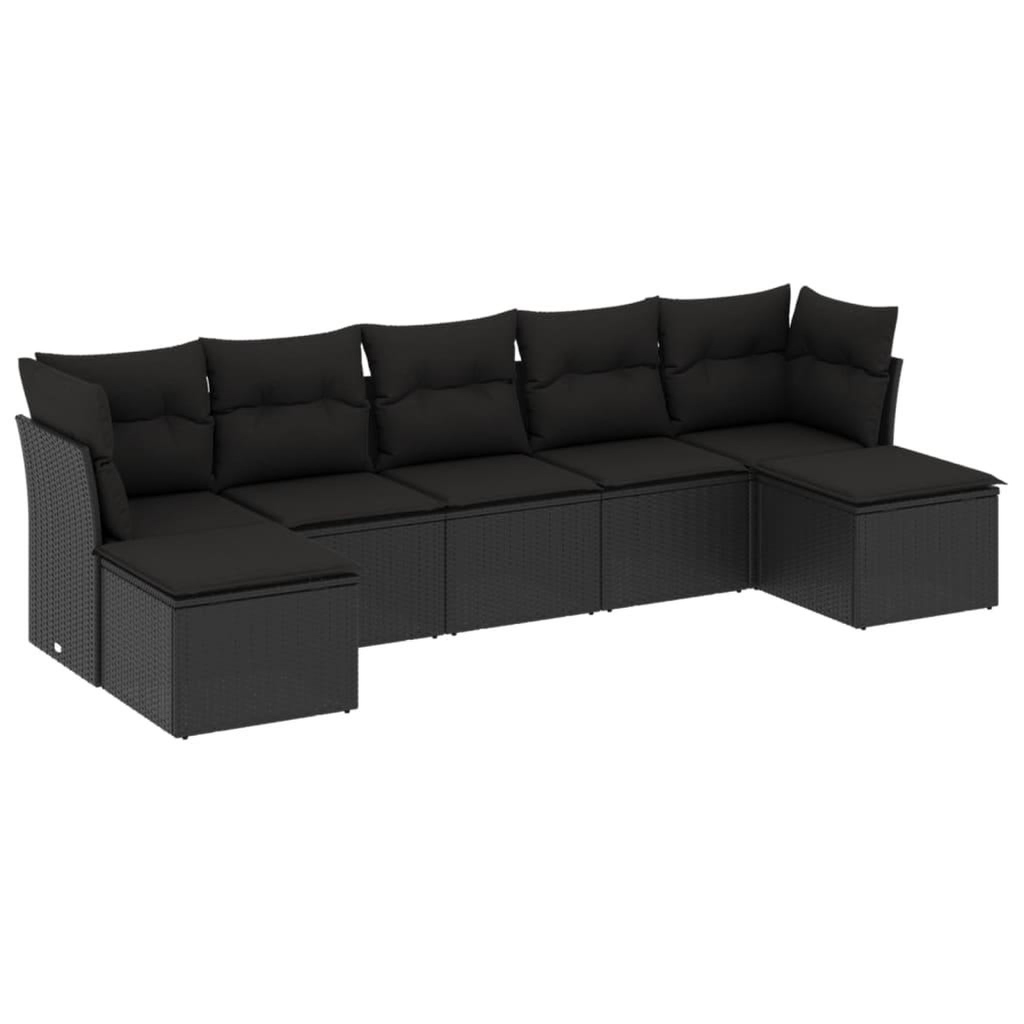 Voir la diapositive 2 : VIDAXL Salon de jardin 7 pcs avec coussins noir resine tressee