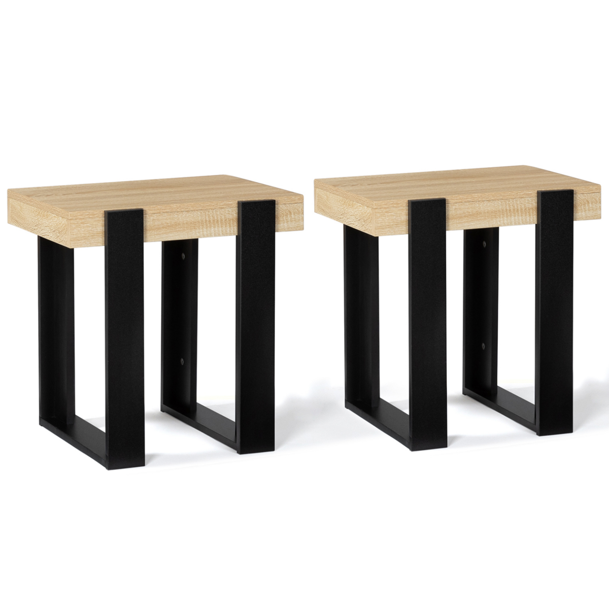 ID MARKET Lot de 2 tables de chevet PHOENIX tables d'appoint bois et noir