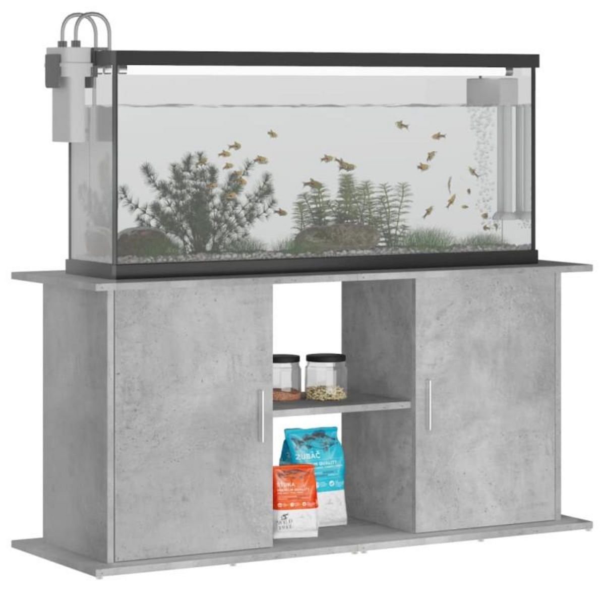 VIDAXL Support pour aquarium gris béton 121x41x58 cm bois d ingénierie