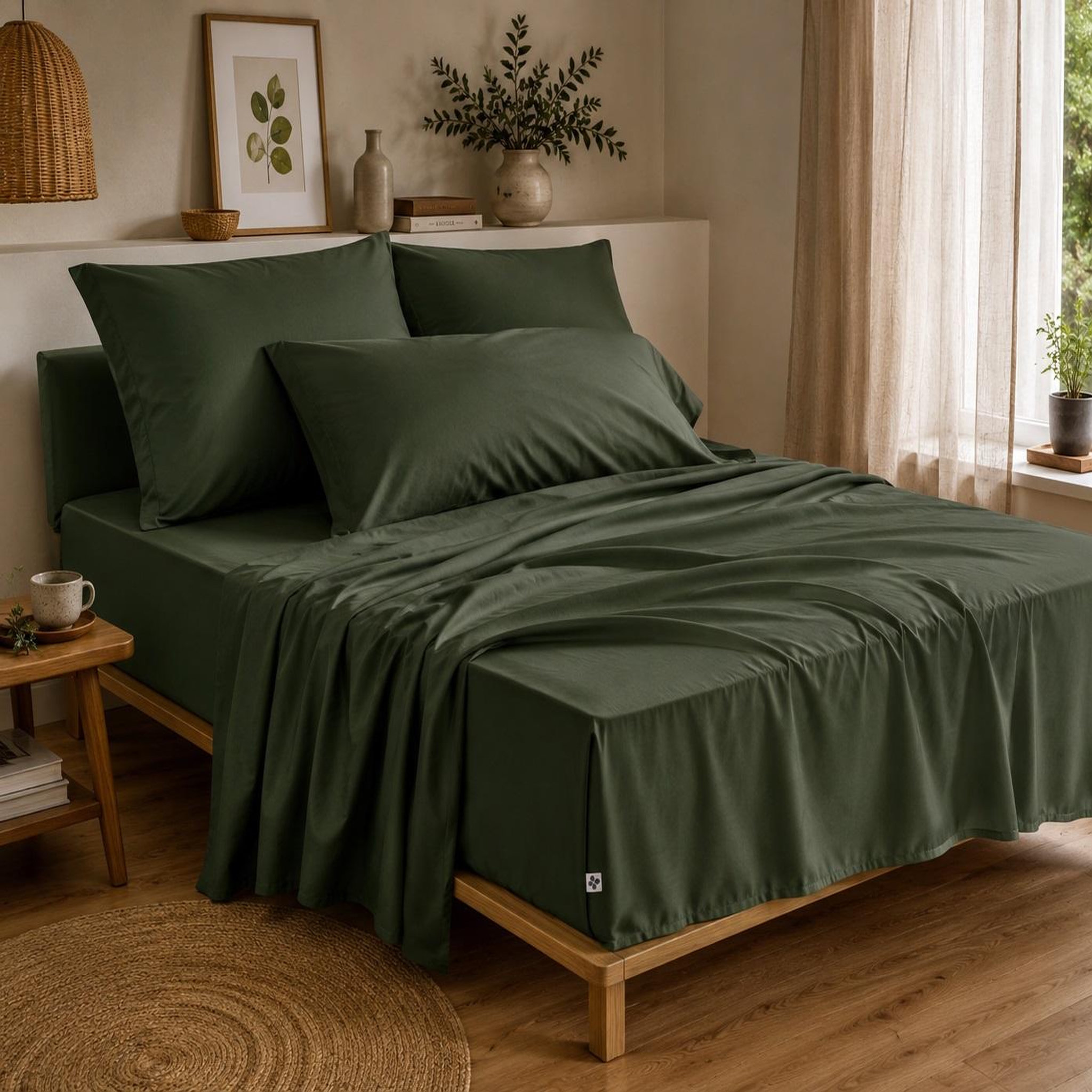Voir la diapositive 2 : Eden Drap housse double gaze de coton gaïa