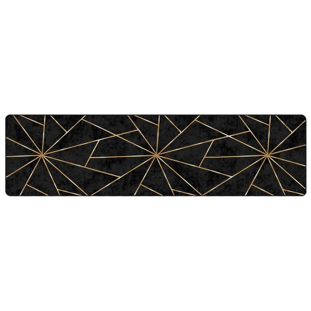 VIDAXL Tapis lavable noir et dore 80x300 cm antiderapant