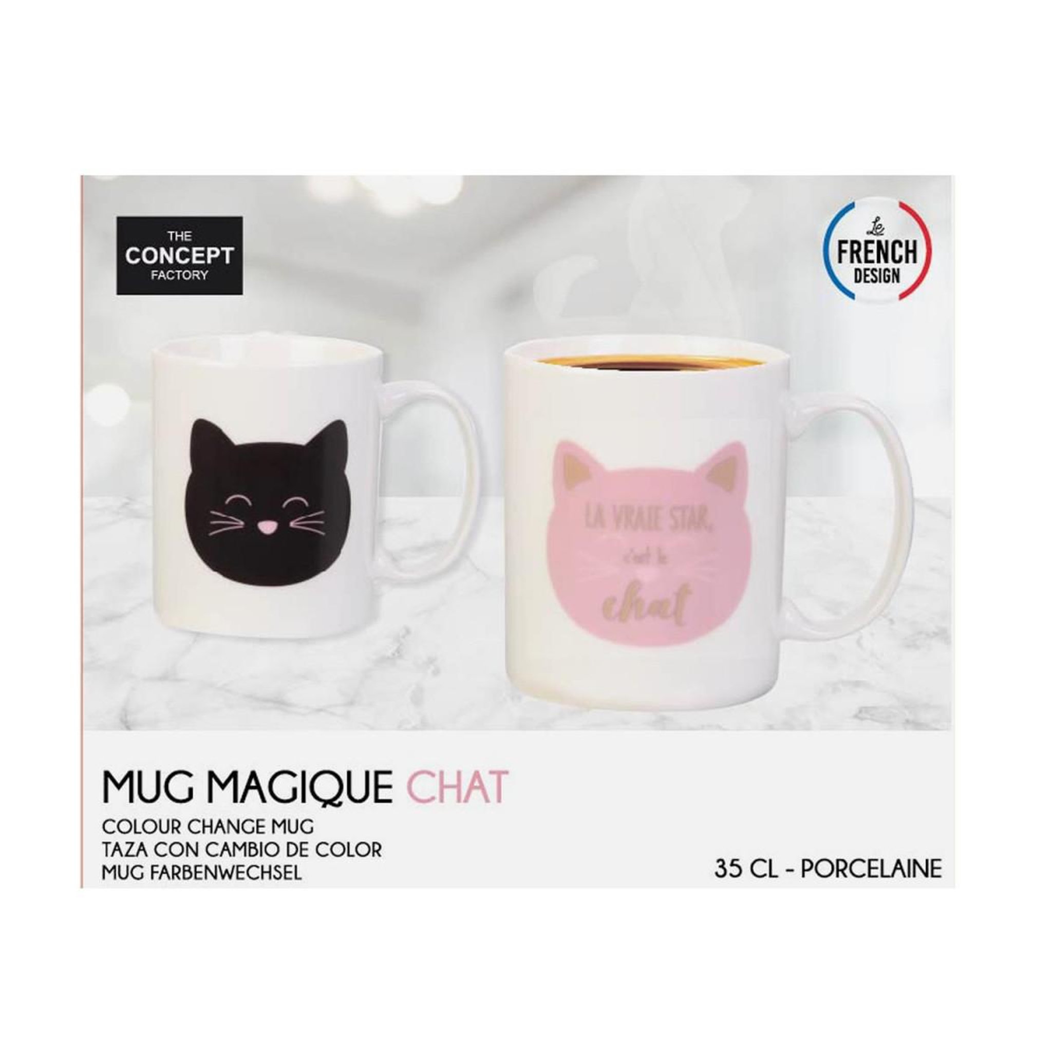 Voir la diapositive 5 : The concept Factory Mug magique en céramique  chat  35cl blanc