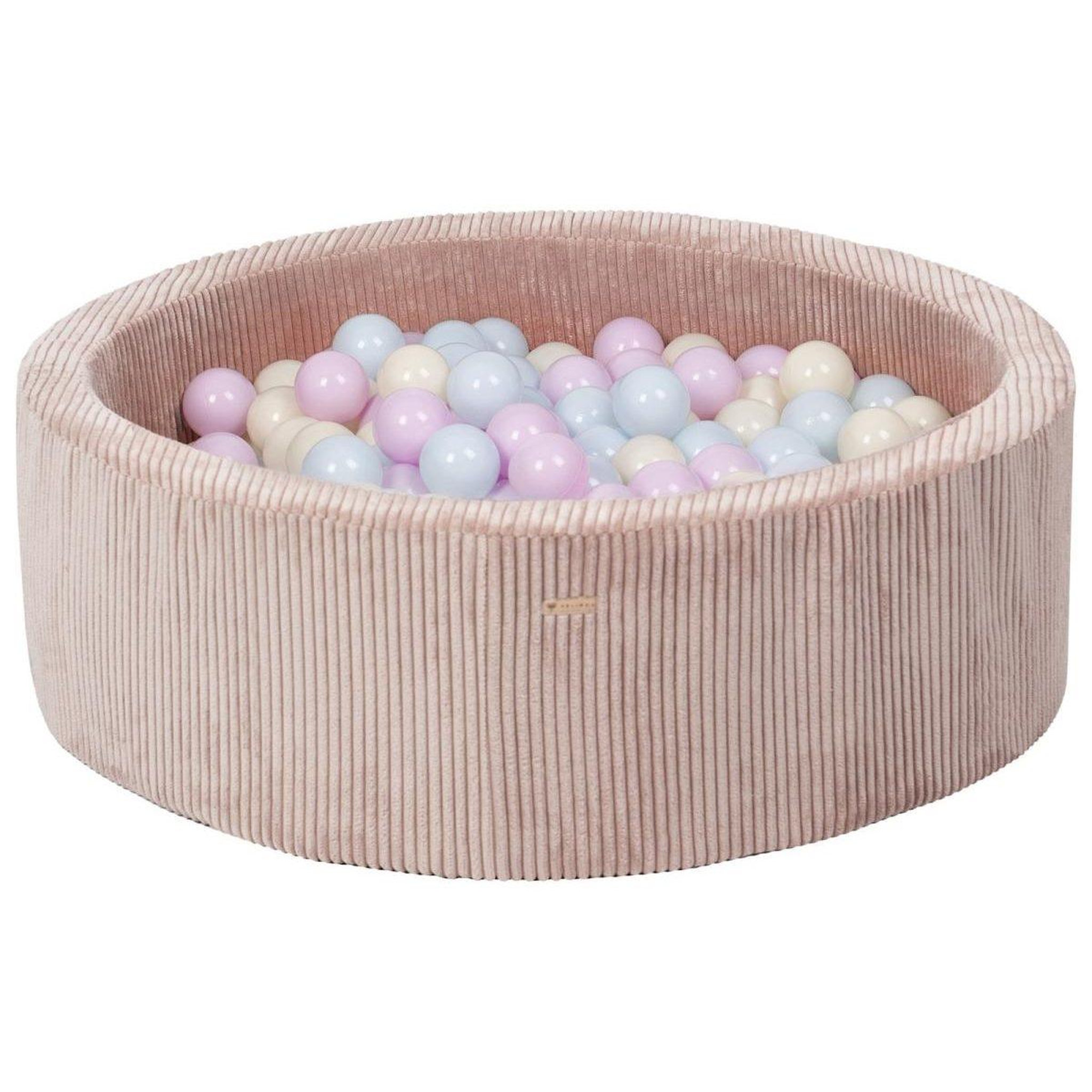 VELINDA Piscine à balles en velours côtelé avec 300 balles, diamètre env. 90 cm — rose clair